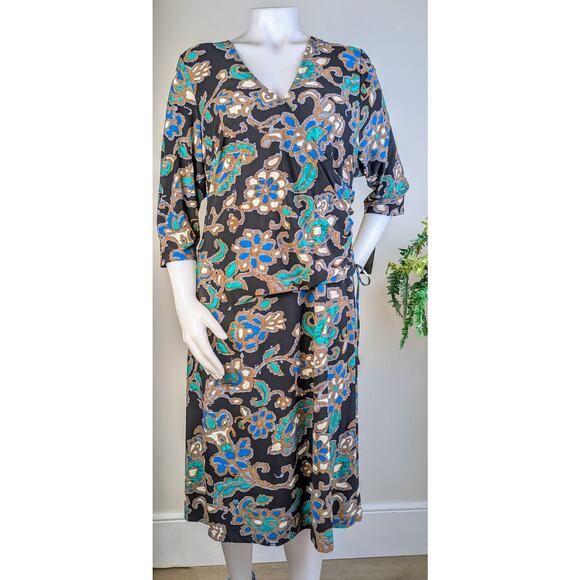 Jones New York Metropolis Dress Faux Wrap Ruched 3/4 Sleeve Flowy Career 20W NEW - Picture 2 of 11